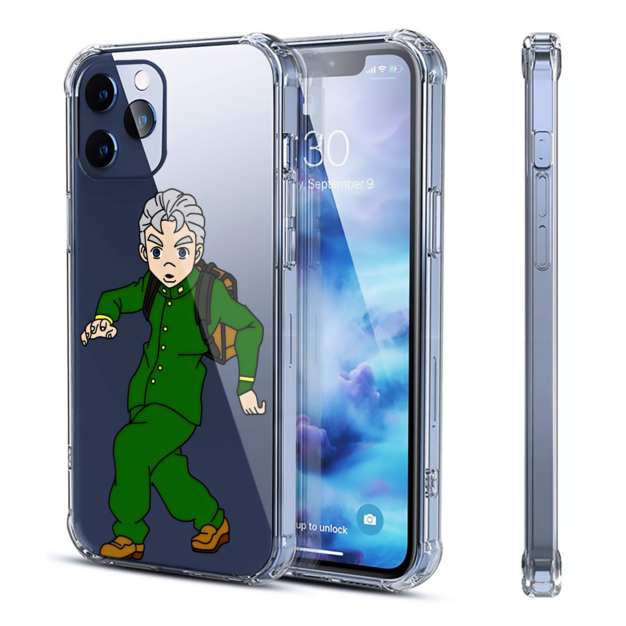 （画像用） ジョジョの奇妙な冒険 広瀨康一 JoJo's Bizarre Adventure Hirose Koichi 【iPhone 12シリーズ対応】透明スマホケース（クリアソフトケース）